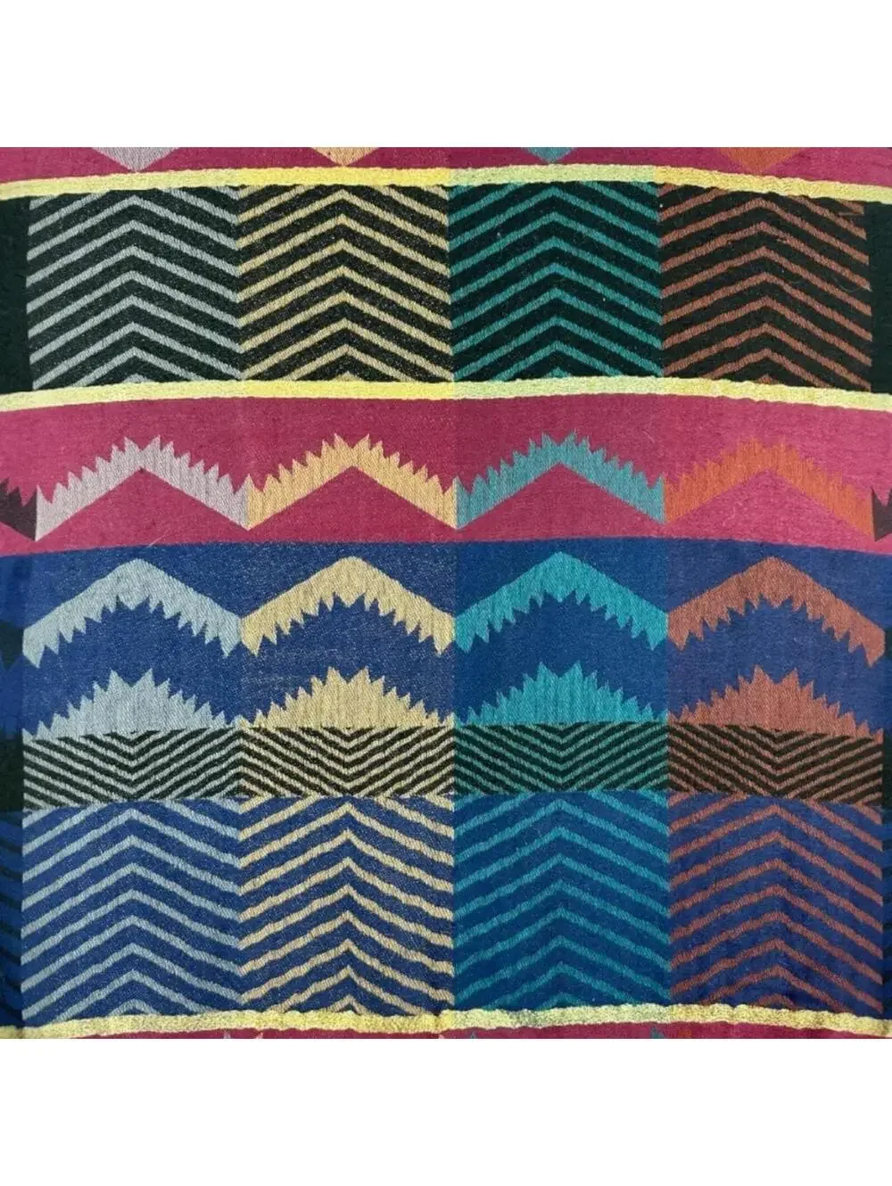 Colorful Geometric Patterned Scarf with Fringe